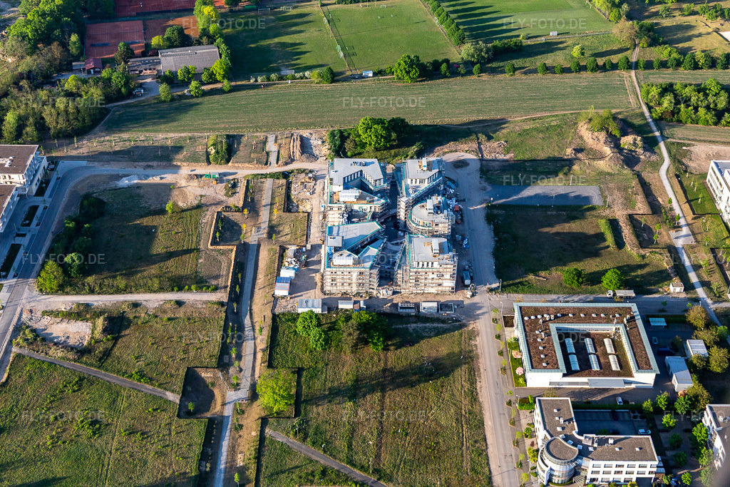 Luftbild: Baustelle des LTC - Linder Technologie Campus in der Wilhelm-Schickard-Straße im Technologiepark Karlsruhe im Ortsteil Rintheim in Karlsruhe im Bundesland Baden-Württemberg in Deutschland. Foto: IMG_120501.jpg vom 23.04.2020 durch Werner Riehm/FLY-FOTO.de