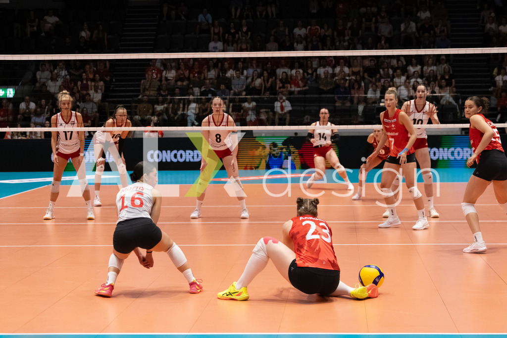 Austria v Switzerland - CEV European League Women | KRIENS, SWITZERLAND - JUNE 14: FABIANA MOTTIS of Switzerland and MERET AARDEN of Switzerland during the CEV European League match between Austria and Switzerland at Pilatus Arena on June 14, 2026 in Kriens, Switzerland. - Realisiert mit Pictrs.com