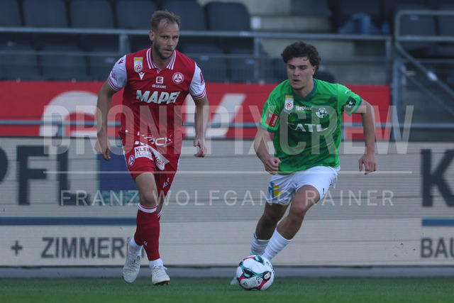 Grazer AK 1902 vs WSG Tirol – Austrian Bundesliga | Graz, Austria, 02.MAY.26 - SOCCER - ADMIRAL Bundesliga, Qualification Group, Grazer AK 1902 vs WSG Tirol. The image shows Martin Kreuzriegler (GAK) and Moritz Wels (WSG Tirol).