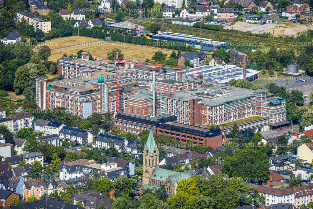 Muelheim220802125 | Luftbild, Standardkessel Baumgarte GmbH, Herz Jesu Kirche, Speldorf, Mülheim an der Ruhr, Ruhrgebiet, Nordrhein-Westfalen, Deutschland