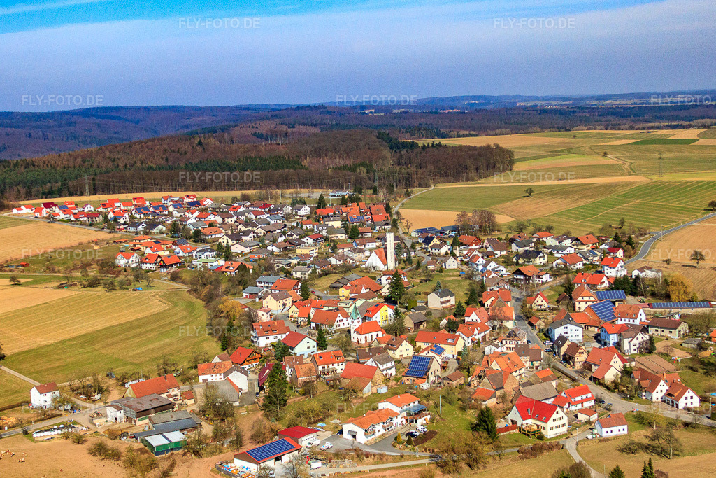 Luftbild: Ortsansicht aus Süden im Ortsteil Reichenbuch in Mosbach im Bundesland Baden-Württemberg in Deutschland. Foto: IMG_38138.jpg vom 12.03.2011 durch Werner Riehm/FLY-FOTO.deAuflösung des Originals: 4025 x 2684 px