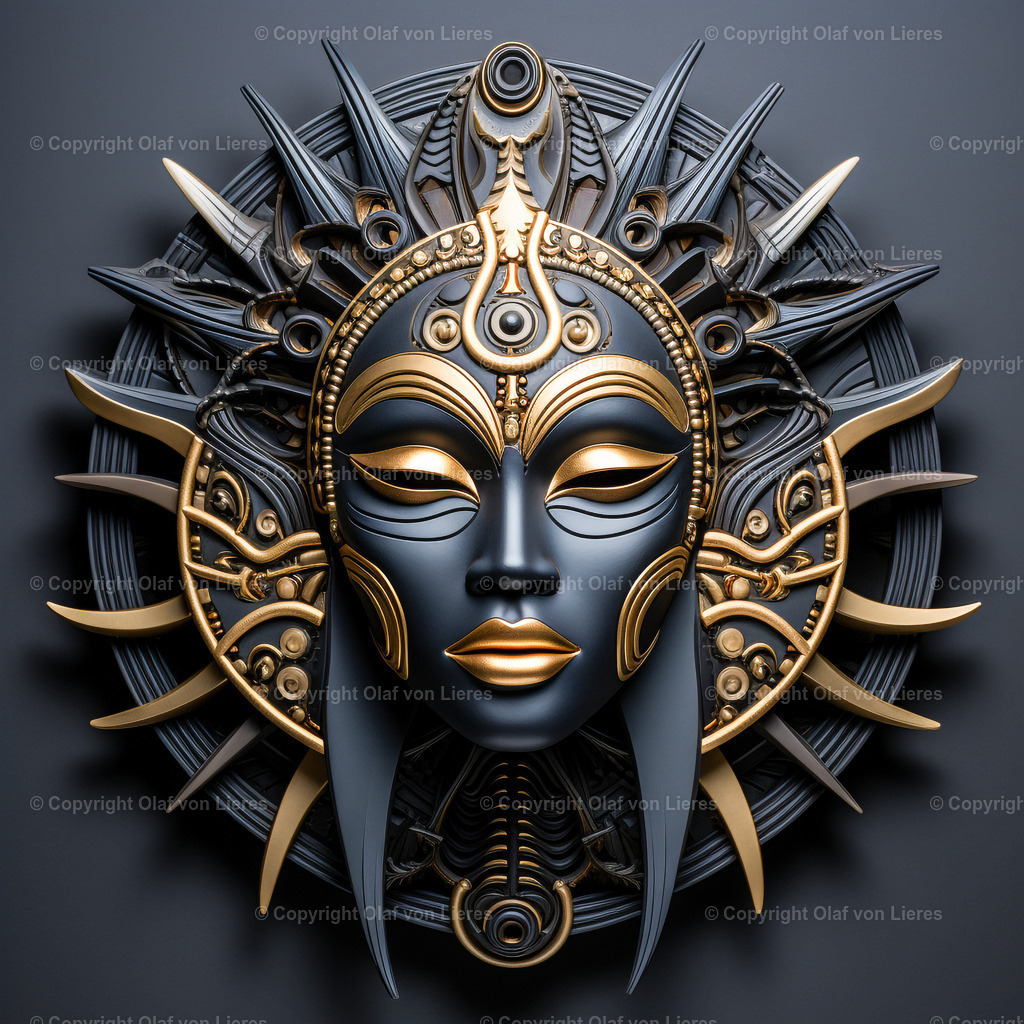 afrikanische Maske schwarz gold | gold schwarze Maske