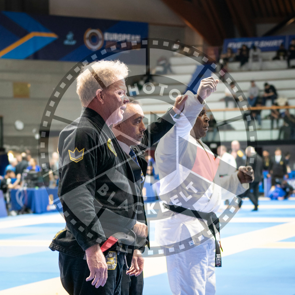 20240125PBB02840 | Fighters compete during the sixth day of the Brazilian Jiu-jitsu European Championship of the IBJJF in Paris, France, on January 25, 2024.