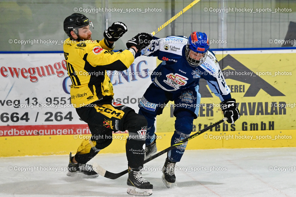 ESC Steindorf vs. EC Hornets Spittal 25.2.2024 | #38 Zorec Marco EC Hornets Spittal, #69 Kreuzer Philipp ESC Steindorf, ESC Steindorf vs. EC Hornets Spittal 25.2.2024, ESC Steindorf vs. EC Hornets Spittal 25.2.2024 am 25.02.2024 in Steindorf (Ossiachersee Halle), Austria, (Photo by Bernd Stefan)