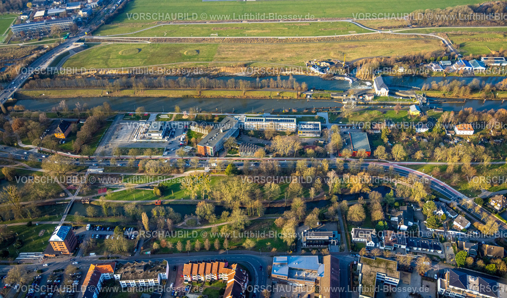 Hamm241200900 | Luftbild, Gymnasium Hammonense und Wassersportzentrum, Fluss Lippe und Datteln-Hamm-Kanal, Mitte, Hamm, Ruhrgebiet, Nordrhein-Westfalen, Deutschland