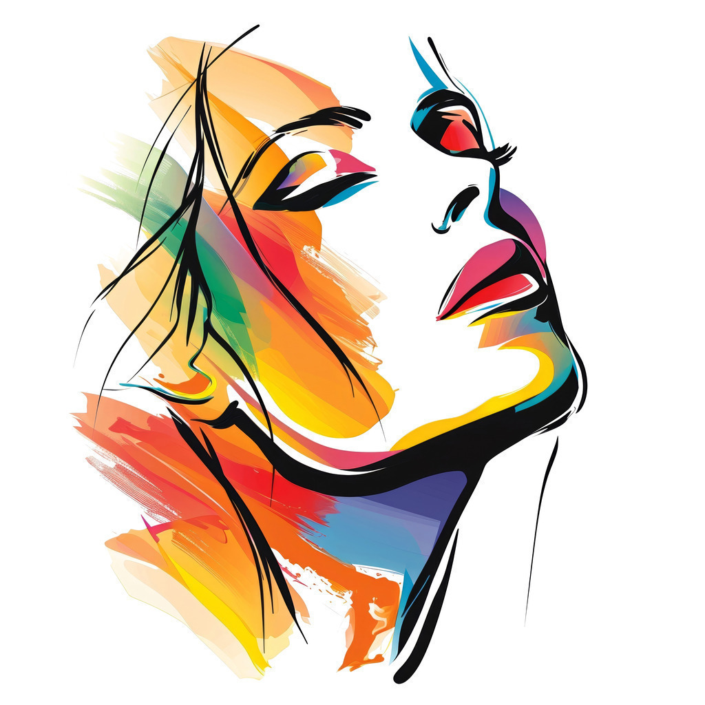 2402023 - Abstract Beauty | Abstrakte Illustration eines schönen Frauengesichts, das eine Aura von Eleganz, Stärke und Anmut ausstrahlt.