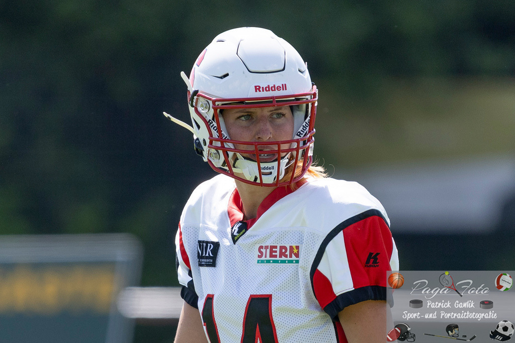 GFLW 1: German Football League Women 1: Rodgau Pioneers Ladies - Stuttgart Scorpions Sisters, 07.06.2026 | Virginia Weipert (Stuttgart Scorpions Sisters #14) ,Freisteller, Portrait / Porträt, Rodgau Pioneers Ladies - Stuttgart Scorpions Sisters, Rodgau, Maingau-Energie-Stadion "Am Weichsee", 7.6.2026 - Realisiert mit Pictrs.com