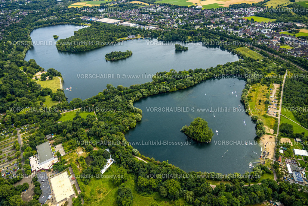 Duisburg240704612-West | Luftbild, Duisburg-West, Toeppersee, Naherholungsgebiet, Strand mit Wasserski und Freizeitanlage am Toeppersee, Rumeln-Kaldenhausen, Duisburg, Ruhrgebiet, Nordrhein-Westfalen, Deutschland
