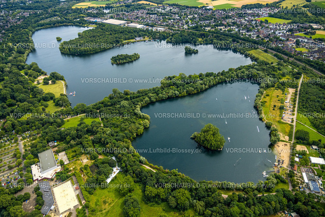 Duisburg240704612-West | Luftbild, Duisburg-West, Toeppersee, Naherholungsgebiet, Strand mit Wasserski und Freizeitanlage am Toeppersee, Rumeln-Kaldenhausen, Duisburg, Ruhrgebiet, Nordrhein-Westfalen, Deutschland
