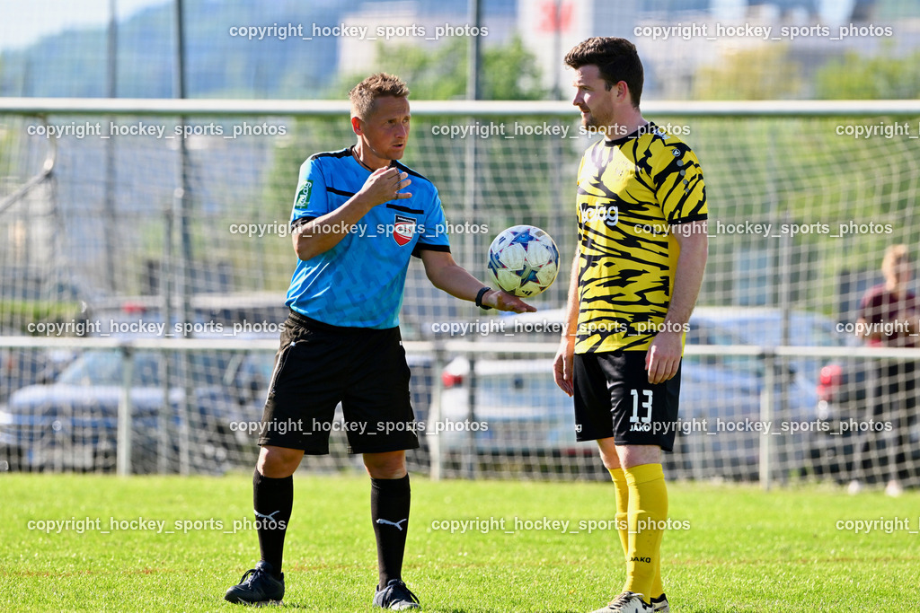 SC Magdalen vs. FC Faakersee | Jürgen Fischer Referee, #13 Martin Tschernuth FC Faakersee, SC Magdalen vs. FC Faakersee, SC Magdalen vs. FC Faakersee am 14.04.2024 in Villach (Sportplatz St. Magdalen), Austria, (Photo by Bernd Stefan)