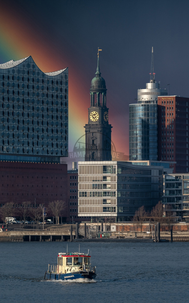 Regenbogen Elphi Michel Elbe Hamburg Hochkant | Exklusive Hamburg collagen, tolle Segelbilder und viele weitere tolle Motive auf Leinwand, Poster, Alu-Dibond, u.v.m. findet Ihr bei uns auf hamburgbild.de. Findet Euer Wandbild für Euer Zuhause, Büro oder die  Praxis…. - Realisiert mit Pictrs.com