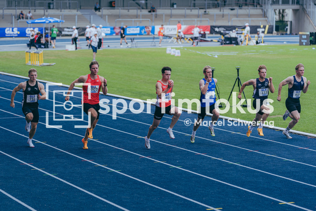 DM U23 U18 Bochum 2026 | Ivo Ziebold (TSV Bayer 04 Leverkusen), Startnummer 1007,Nils Bovekamp (LG Brillux Münster), Startnummer 1461, 100-Meter-Lauf Vorlauf mU23 Deutsche Meisterschaften der U18 &amp; U23 2026, Lohrheidestadion Bochum-Wattenscheid, 04.07.2026 Foto: Marcel Schwering / sportimfokus - Realisiert mit Pictrs.com