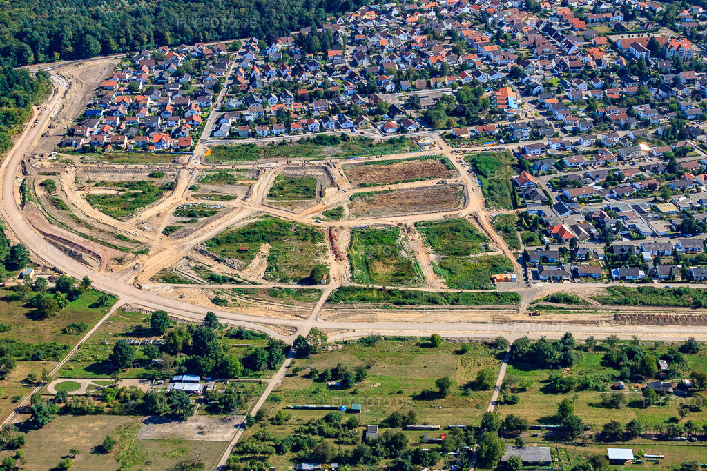 Luftbild: Neubaugebiet SW Forstlandallee in Jockgrim im Bundesland Rheinland-Pfalz in Deutschland. Foto: IMG_20475.jpg vom 30.08.2009 durch Werner Riehm/FLY-FOTO.de
