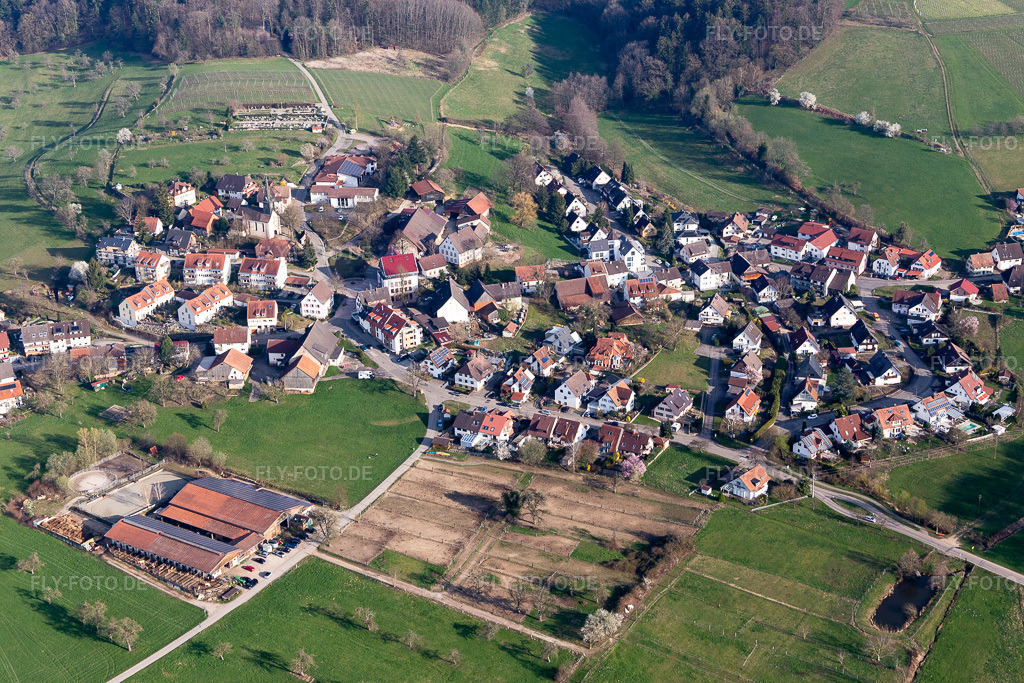 Luftbild: Ortsansicht in Heuweiler im Bundesland Baden-Württemberg in Deutschland. Foto: IMG_113051.jpg vom 22.03.2019 durch Werner Riehm/FLY-FOTO.de