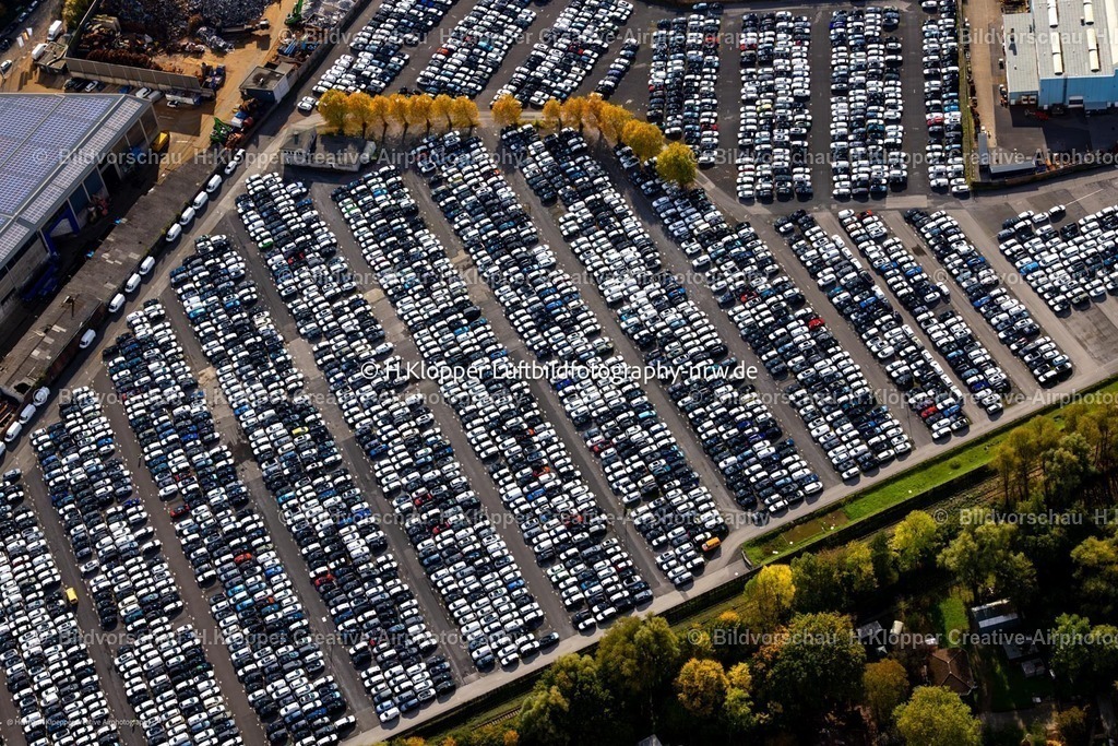 Luftbild Essen-6905 | Freilagerplatz Abstellfläche für Neuwagen- Automobile - PKW an der Stauderstraße - Josef-Hoeren-Straße im Ortsteil Katernberg in Essen im Bundesland Nordrhein-Westfalen, Deutschland. - Realisiert mit Pictrs.com