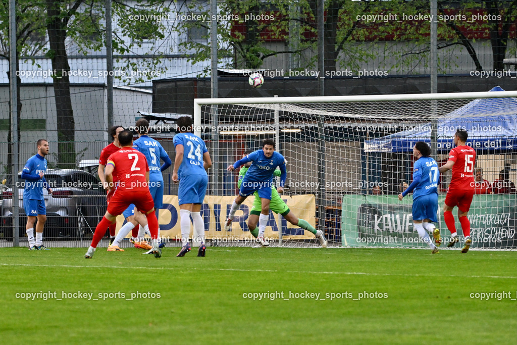 SAK vs. KAC 1909 | #15 Manuel Wallner KAC, #17 Jan Sasa Ogris-Martic SAK, #4 Timo Günther Drussnitzer SAK, #24 Luka Gajic SAK, #5 Jakob Geister SAK, #2 David Gräfischer KAC, #13 Fabian Griesebner SAK, SAK vs. KAC 1909, SAK vs. KAC 1909 am 17.04.2025 in Klagenfurt (Sportpark Welzenegg), Austria, (Photo by Bernd Stefan)