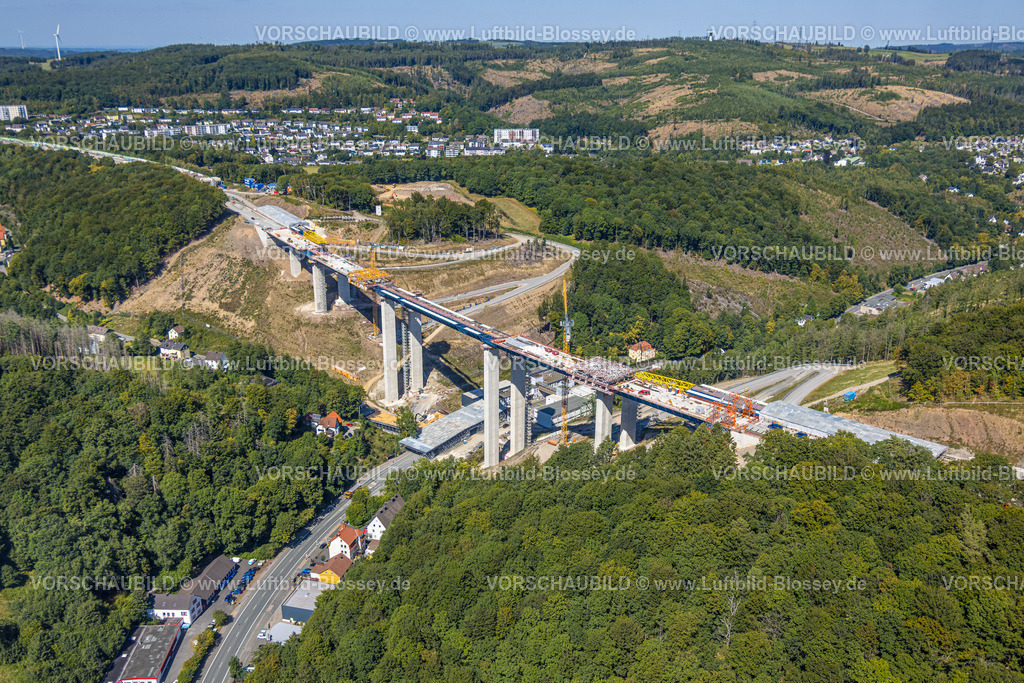 Luedenscheid250814174 | Luftbild, Großbaustelle der Rahmedetalbrücke der Autobahn A.45, Gevelndorf, Lüdenscheid, Sauerland, Nordrhein-Westfalen, Deutschland