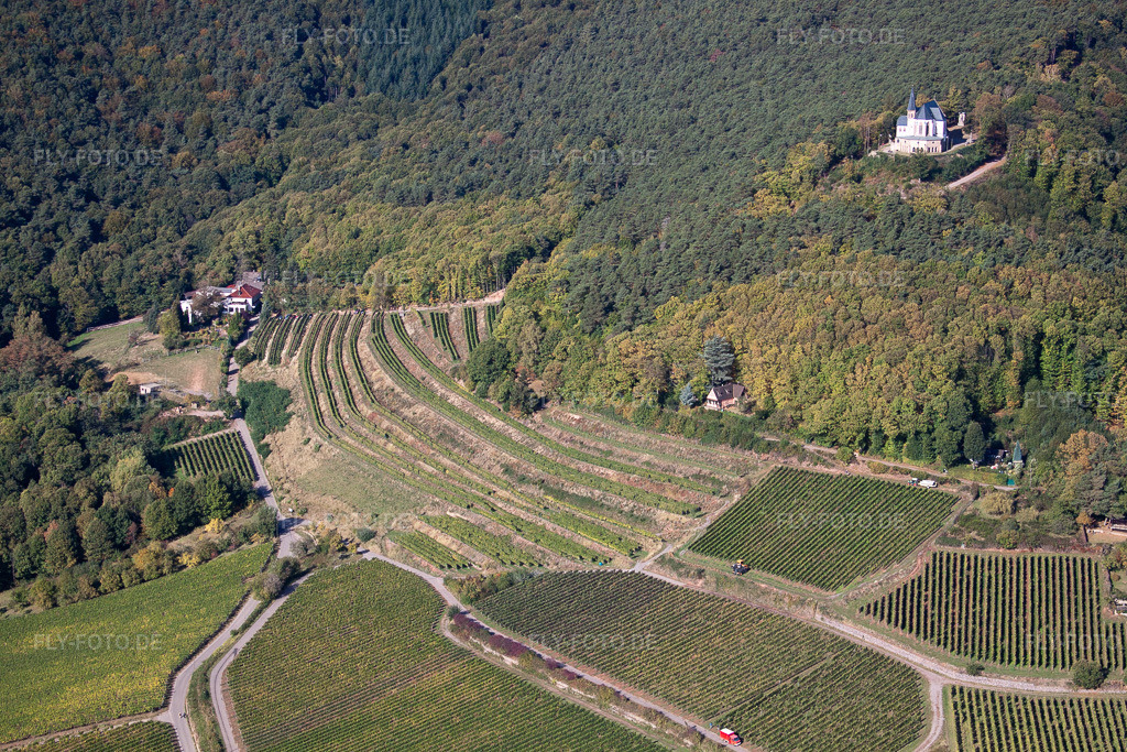 Luftbild: Kapelle St. Anna Kapelle auf dem Annaberg in Burrweiler im Bundesland Rheinland-Pfalz in Deutschland. Foto: IMG_22251.jpg vom 15.10.2009 durch Werner Riehm/FLY-FOTO.de
