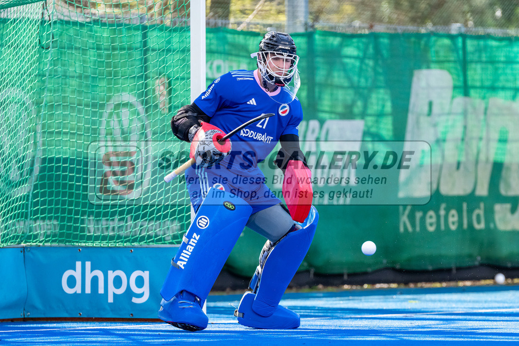 HK_20240323_109863 | 1. Bundesliga Hockey Herren Crefelder HTC - Mannheimer HC am 23.3.2024 Crefelder HTC  Hüttenallee, Krefeld , Adrian Rafi Torwart ( Mannheimer HC #21 )