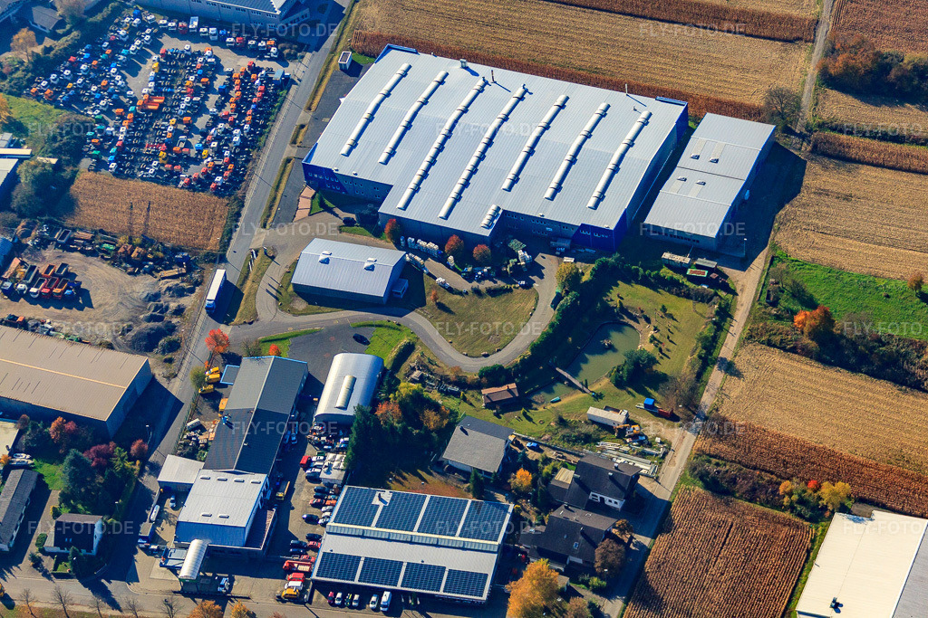 Luftbild: OFTEC Oberflächentechnik in Hagenbach im Bundesland Rheinland-Pfalz in Deutschland. Foto: IMG_35257.jpg vom 31.10.2010 durch Werner Riehm/FLY-FOTO.deOFTEC Oberflächentechnik - Ebbinghaus Verbund