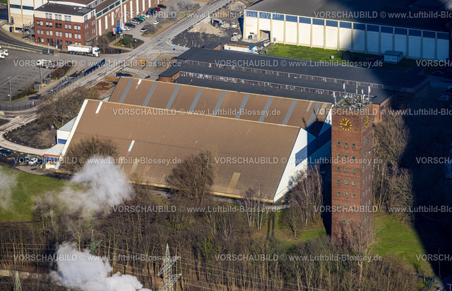 Luenen230204284 | Luftbild, Remondis Werksgelände, Hallen und Turmuhr, Lippholthausen, Lünen, Ruhrgebiet, Nordrhein-Westfalen, Deutschland