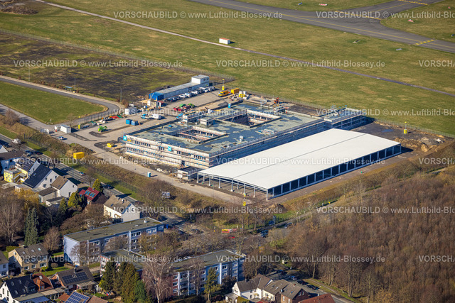 Holzwickede230213536 | Luftbild, Baustelle für ein neues Polizeigebäude, Flughafenring Ecke Zeche-Norm-Straße, ehemaliger Parkplatz P3, Flughafen Dortmund Airport, Wickede, Dortmund, Ruhrgebiet, Nordrhein-Westfalen, Deutschland