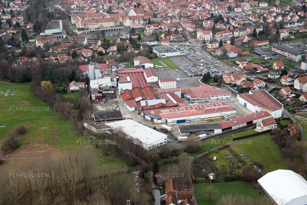 Aerial view: Burstner SA in Wissembourg in the state Bas-Rhin, France.Photo: IMG_085841.jpg taken on 01/08/2016 by Werner Riehm/FLY-FOTO.comResolution of the original: 5472 x 3648 px