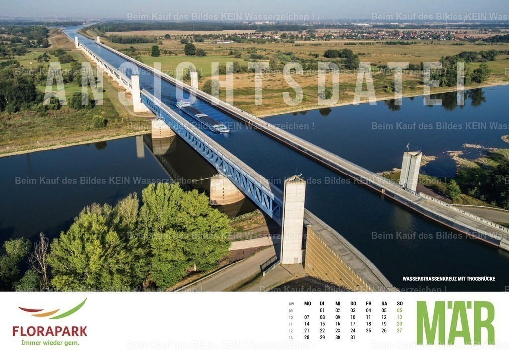 Luftbild Kalender Magdeburg Sachsen Anhalt Trogbrücke | Beispiele Firmenkalender individuell mit eigenem Logo - Realisiert mit Pictrs.com
