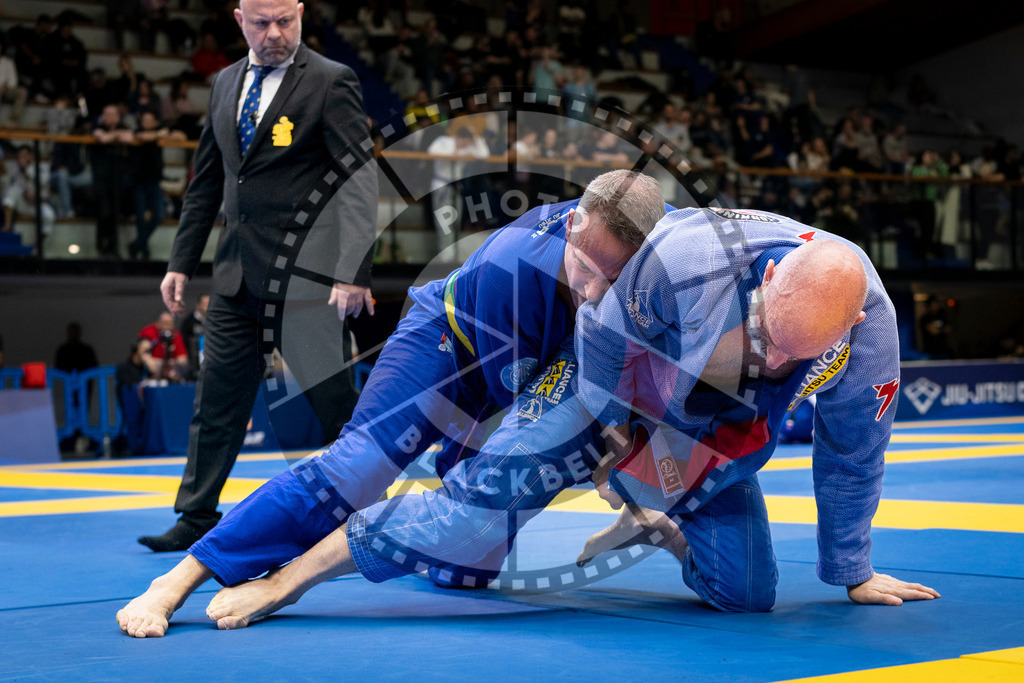 20240125PBB02342 | Fighters compete during the sixth day of the Brazilian Jiu-jitsu European Championship of the IBJJF in Paris, France, on January 25, 2024.