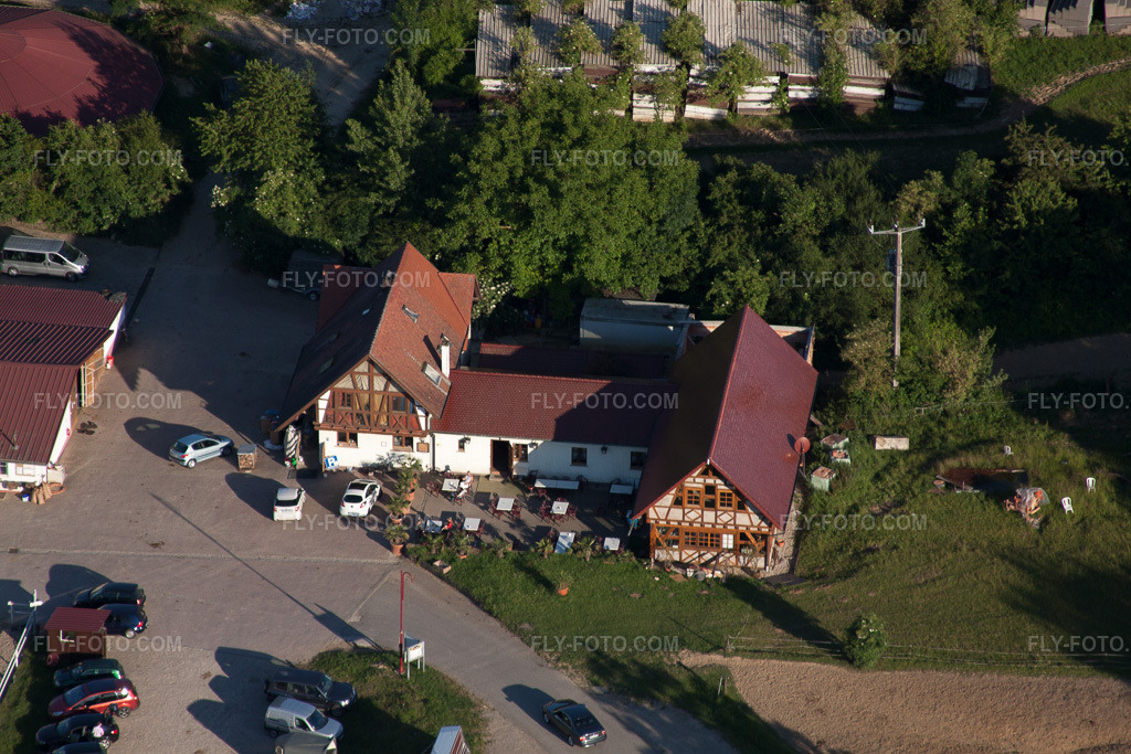 Aerial view: Haras de la Née in Neewiller-près-Lauterbourg in the state Bas-Rhin, France.Photo: IMG_66607.jpg taken on 06/05/2014 by Werner Riehm/FLY-FOTO.comResolution of the original: 4752 x 3168 px