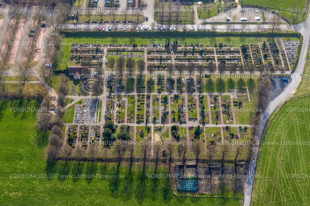 Hamm240306666 | Luftbild, Friedhof Berge am Südbad, Graberfeld, Stadtbezirk Rhynern, Hamm, Ruhrgebiet, Nordrhein-Westfalen, Deutschland