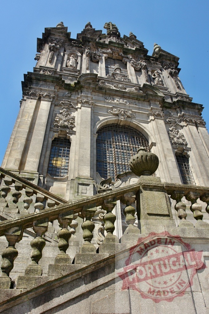 Clérigos tower and baroque stone stairs in Porto Portugal | Clérigos Church tower showing historical Baroque architecture and ornate stone stairs - Realized with Pictrs.com