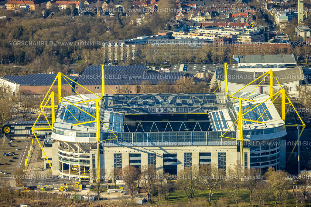 Dortmund250303192 | Luftbild, Signal Iduna Park Bundesligastadion BVB 09 Borussia Dortmund, Fußballstadion, Westfalenstadion, Dortmund, Ruhrgebiet, Nordrhein-Westfalen, Deutschland