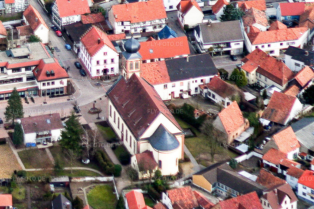 Luftbild: Hagenbach Zentrum vom NW in Hagenbach im Bundesland Rheinland-Pfalz in Deutschland. Foto: IMG_1107.jpg vom 19.02.2006 durch Werner Riehm/FLY-FOTO.de