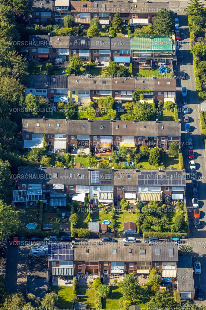 Dortmund240804495 | Luftbild, Reihenhaus Wohnsiedlung mit Kleingarten zwischen Scherrweg und Westkamp, Brackel, Dortmund, Ruhrgebiet, Nordrhein-Westfalen, Deutschland