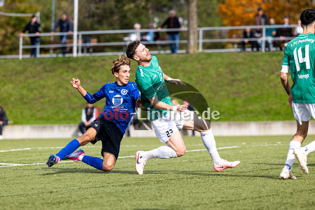 1. FC Penzberg gegen FC Wacker München | Bezirksliga Oberbayern Süd 3, 1. FC Penzberg gegen FC Wacker München, 20241012,Zweikampf Jannik BOSNJAK (FC Wacker München 13) zwischen Franz FISCHER (1. FC Penzberg 23) mit Elfmeter zur Folge,2024-10-12 in Penzberg (Stadion an der Karl-Wald-Straße), Jannik BOSNJAK (FC Wacker München 13), Franz FISCHER (1. FC Penzberg 23)Copyright: WolfgangxLindner www.foto-lindner.de