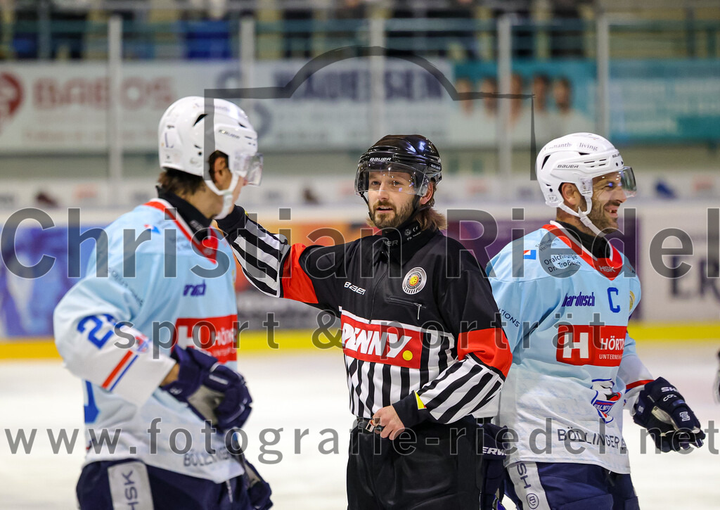 2025-10-05_101_TSV_Erding_gegen_Heilbronner_Falken | Erding, Deutschland, 05.10.2025:Eishockey, Oberliga Süd 2025 / 2026, 6. Spieltag, TSV Erding gegen Heilbronner Falken, Endergebnis: 3:1Jubel nach dem 1:1 Ausgleich durch Luis Ludin (Heilbronner Falken, #57)Foto: Christian Riedel / fotografie-riedel.net