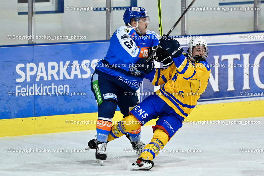 ESC SPARKASSE STEINDORF vs. EHC Althofen | #64 Stichauner Fabian ESC Steindorf, #77 Lamereiner Leon EHC Althofen, ESC SPARKASSE STEINDORF vs. EHC Althofen, ESC SPARKASSE STEINDORF vs. EHC Althofen am 06.03.2026 in Steindorf (Ossiachersee Halle), Austria, (Photo by Bernd Stefan)