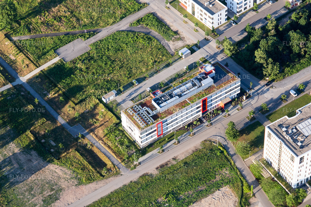 Luftbild: Baustelle des LTC - Linder Technologie Campus in der Wilhelm-Schickard-Straße im Technologiepark Karlsruhe im Ortsteil Rintheim in Karlsruhe im Bundesland Baden-Württemberg in Deutschland. Foto: IMG_115192.jpg vom 13.06.2019 durch Werner Riehm/FLY-FOTO.de