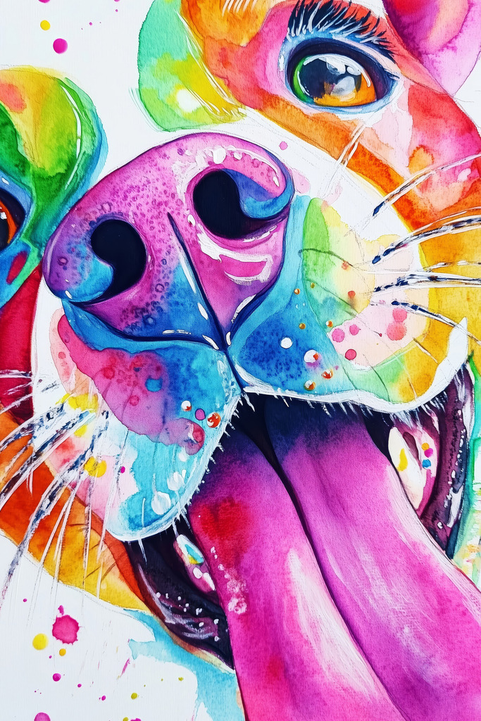 2408010 - Pop Art Dog | Ein bunter Hund der die Zunge rausstreckt. Bestellen Sie dieses Motiv als hochwertigen Kunstdruck in verschiedenen Ausführungen und Größen.