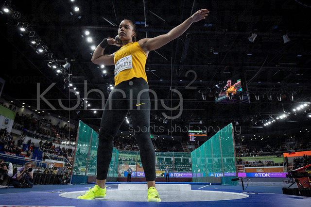 World Athletics Indoor Championships Kujawy Pomorze 26, 20.03.2026 | TORUN, POLAND - MARCH 20:  Yemisi OGUNLEYE (GER) competes in the women's shot put during the World Athletics Indoor Championships Kujawy Pomorze 26 on day 1 / session 2 at Kujawsko-Pomorska Arena Torun on March 20, 2026 in Torun, Poland. 