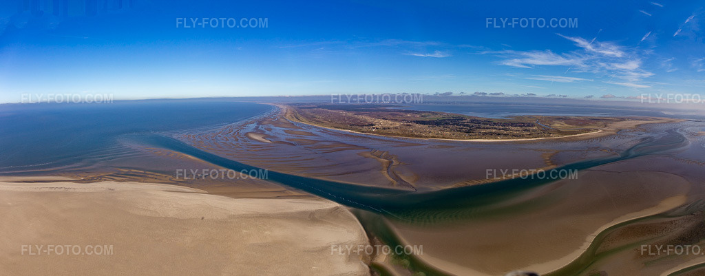Aerial view: Coastal area in the south of the North Sea - island of Fanø in Fanø in the state South Denmark, Denmark.Photo: IMG_118669-Pano.jpg taken on 09/21/2019 by Werner Riehm/FLY-FOTO.comResolution of the original: 10945 x 4288 px