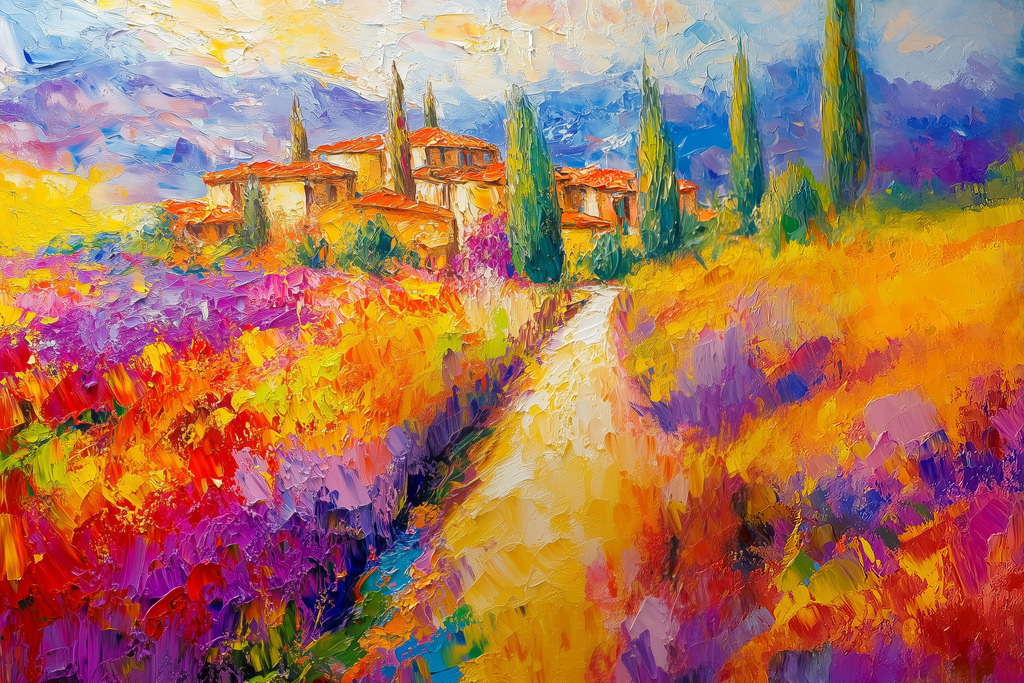 2501004 - Toskana | Bestellen Sie dieses Motiv im Stil eines impressionistischen Ölgemäldes als hochwertiges Wandbild z.B. auf Leinwand oder hinter Acrylglas.