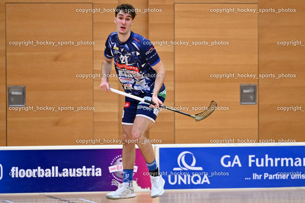 VSV Unihockey  vs. FBK Loka  | #20 David Gredler VSV Unihockey, VSV Unihockey  vs. FBK Loka , VSV Unihockey  vs. FBK Loka  am 25.01.2026 in Villach (Ballspielhalle St. Martin), Austria, (Photo by Bernd Stefan)