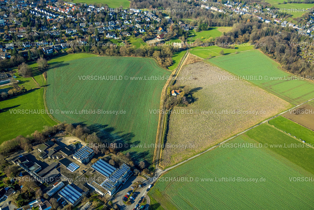 Muelheim230201010 | Luftbild, Fachwerkhaus Hof Schlippenweg, Wetec GmbH startet Forschungsprojekt Grüne Landwirtschaft, Holthausen - Nord, Mülheim an der Ruhr, Ruhrgebiet, Nordrhein-Westfalen, Deutschland
