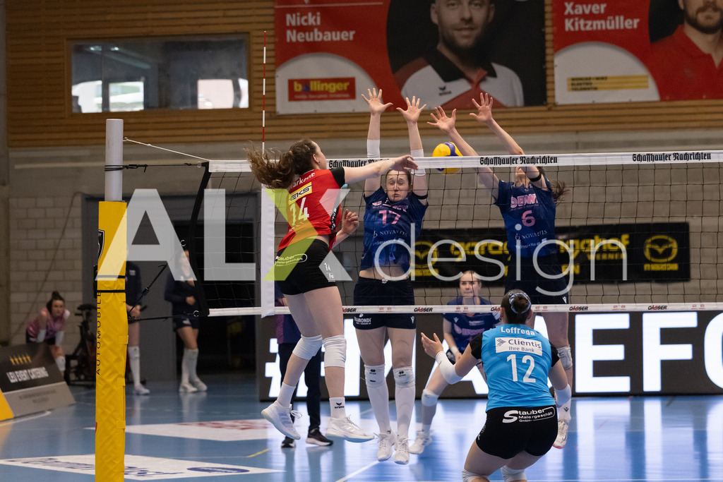 Volleyball I Frauen I Saison 2025-2026 I Volleyball NLA | Women I 1/2 Finals I  VC Kanti Schaffhausen - Sm'Aesch Pfeffingen I 22.03.2026 | 14 Josipa Marković (HR) (VC Kanti Schaffhausen) – Aussen - Realisiert mit Pictrs.com