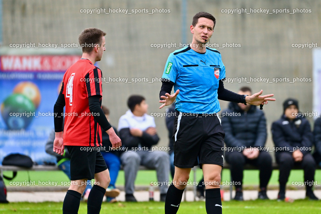SV Donau vs. FC Nussdorf Debant | #4 Tobias Jeller FC Nussdorf Debant, Edis Skalic Referee, SV Donau vs. FC Nussdorf Debant, SV Donau vs. FC Nussdorf Debant am 08.11.2025 in Klagenfurt (Sportplatz Donau), Austria, (Photo by Bernd Stefan)