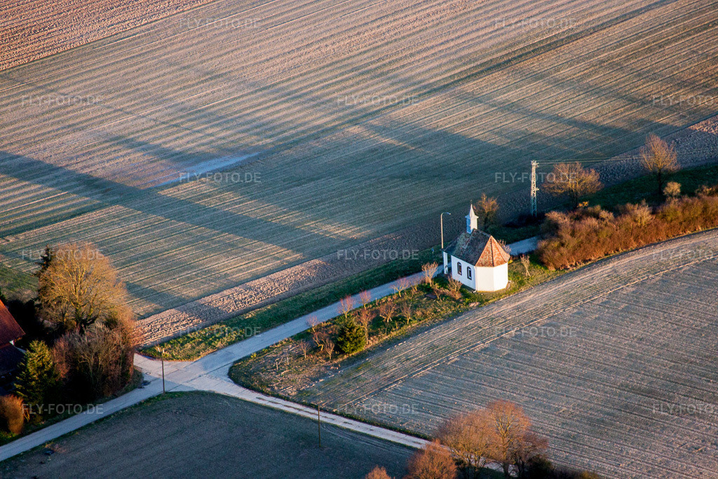 Luftbild: Kapelle in Rülzheim im Bundesland Rheinland-Pfalz in Deutschland. Foto: IMG_62290.jpg vom 23.02.2014 durch Werner Riehm/FLY-FOTO.de