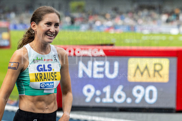 Deutsche Leichtathletik-Meisterschaften; Bochum-Wattenscheid, 26.07.2026 | Deutsche Meisterin 3000m Hindernis: Gesa Felicitas Krause (Silvesterlauf Trier); Deutsche Leichtathletik-Meisterschaften am 26.07.2026 im Lorheide-Stadion, Bochum-Wattenscheid (Nordrhein-Westfalen).