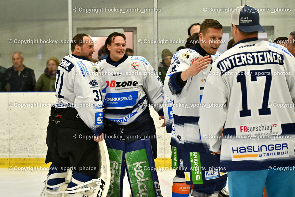 ESC Sparkasse Steindorf Meister 2025/26 | #31 Schmarl Markus ESC Steindorf, #70 Moser Lukas ESC Steindorf, Jubel ESC Steindorf Mannschaft, ESC Sparkasse Steindorf Meister 2025/26, ESC Sparkasse Steindorf Meister 2025/26 am 08.03.2026 in Althofen (Stadthalle Althofen), Austria, (Photo by Bernd Stefan)